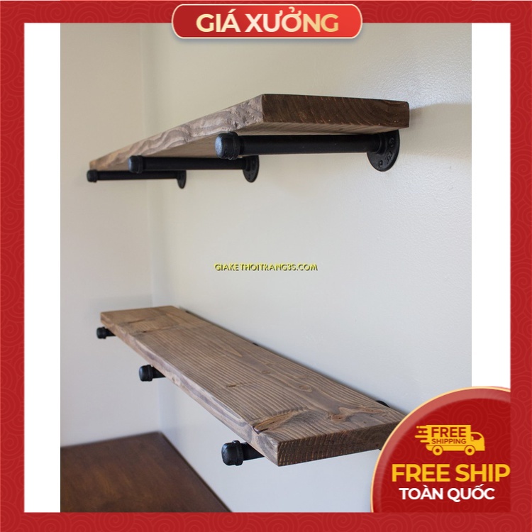 Kệ ống sắt bộ 2 kệ 1 tầng để sách trang trí chất liệu bằng ống sắt