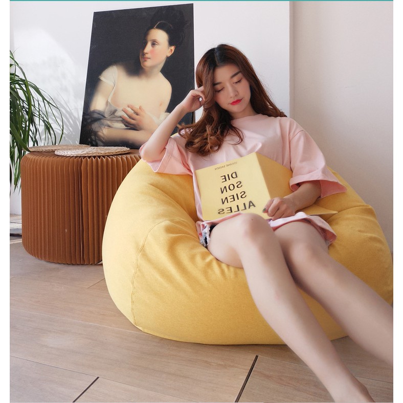 Ghế hạt xốp hình trái lê, Ghế có 2 lớp áo vỏ, ghế lười beanbag có các hạt đậu bean tốt cho sống lưng và bệnh đau mỏi lưn