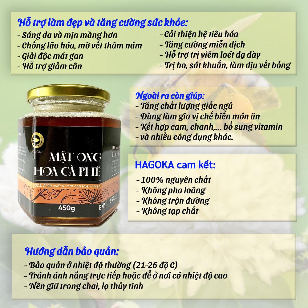 Mật ong hoa cà phê nguyên chất 450g Hagoka