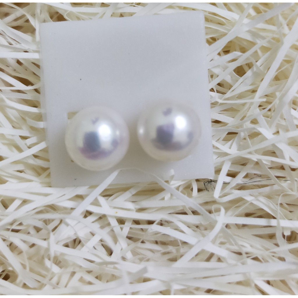 Bông tai trai thật tự nhiên dạng nụ trơn hàng tuyển từng viên trai