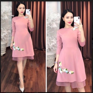 Set áo dài cách tân + chân váy siêu xinh + Ảnh Thật