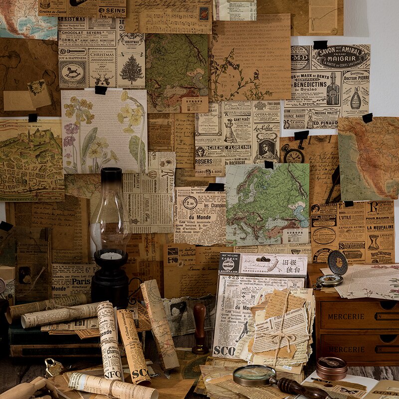 30 Tờ giấy làm nền trang trí sổ tay phong cách vintage