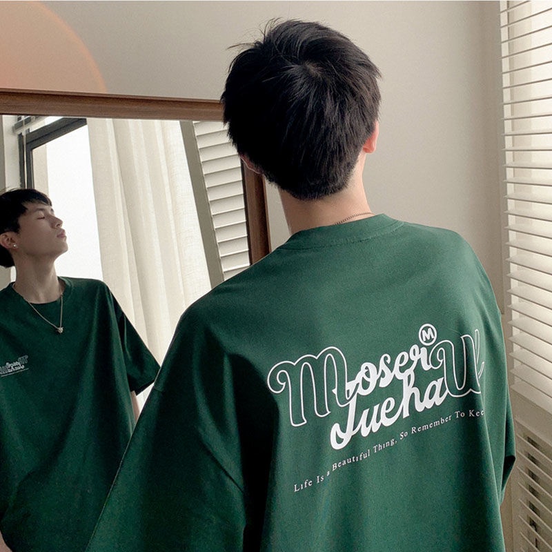 Áo Cổ Lọ Màu Xanh Nước Biển☋☾☜Áo Thun Cotton Ngắn Tay Cỡ Lớn Thời Trang Mùa Hè Cho Nam