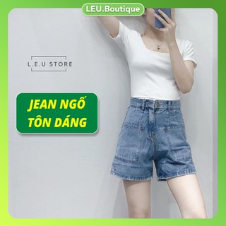[Ảnh Thật] Quần short ngố nữ túi vuông vải jeans siêu mềm - 1016