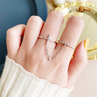 Nhẫn nữ liền 2 cái nối xích thời trang trend mới thích hợp phá cách