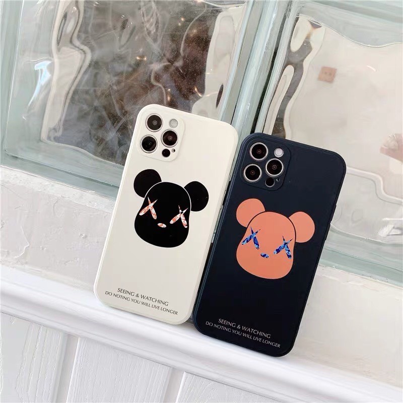 Ốp lưng iphone hình Gấu Kawx G06 dẻo cạnh vuông bảo vệ camera cho ip 7plus/8plus/x/xs/xsmax/11/12/13/promax