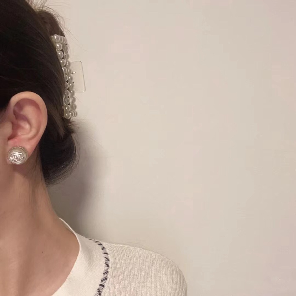 Bông Tai Mạ Bạc 925 Dáng Tròn Phối Hai Màu Đen Trắng Thời Trang 2022