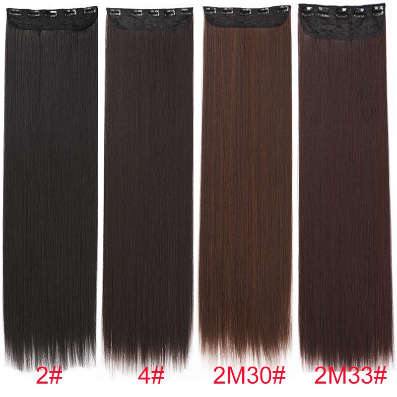 Tóc giả WIGSIN dáng thẳng dài có 5 kẹp giữ màu đen/ nâu thời trang 100cm