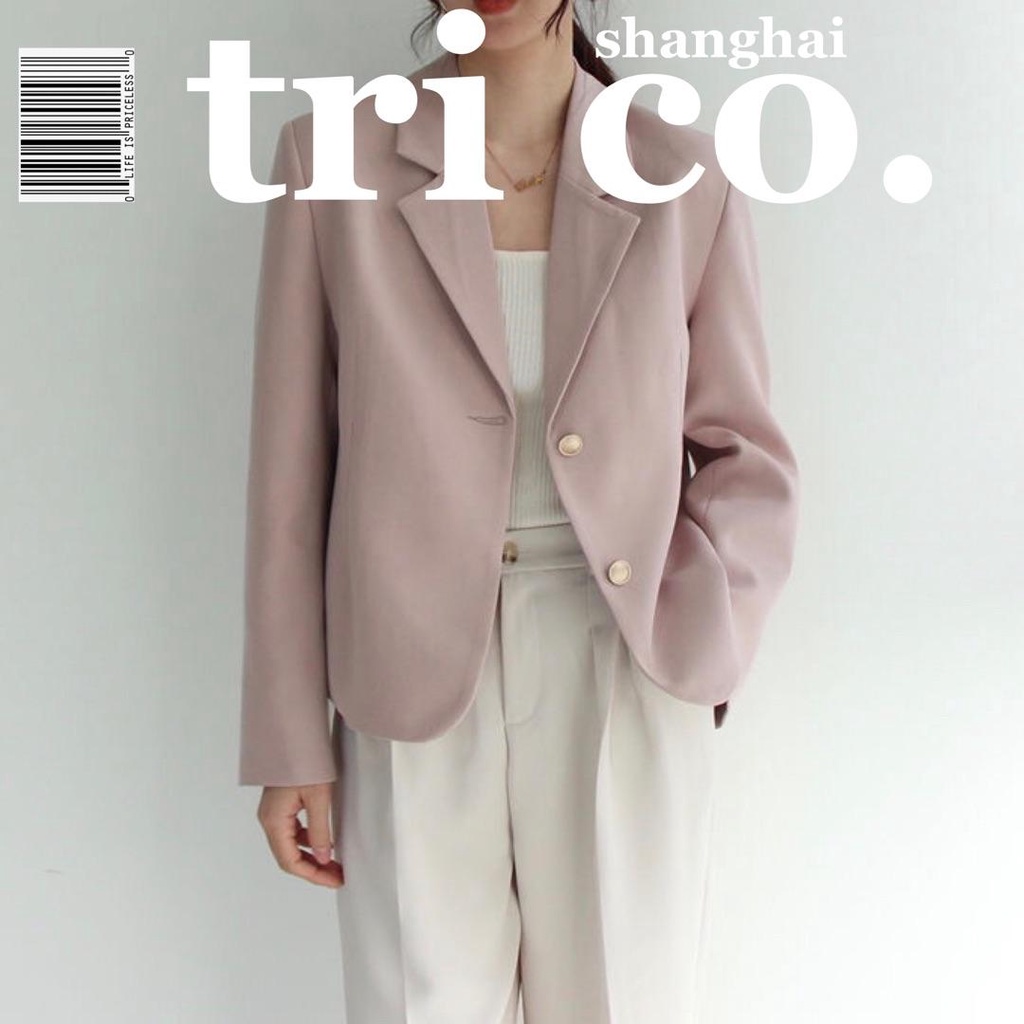 Áo Khoác Blazer Dáng Ngắn Cài Nút Màu Vàng Kim Thời Trang Xuân Thu Cho Nữ