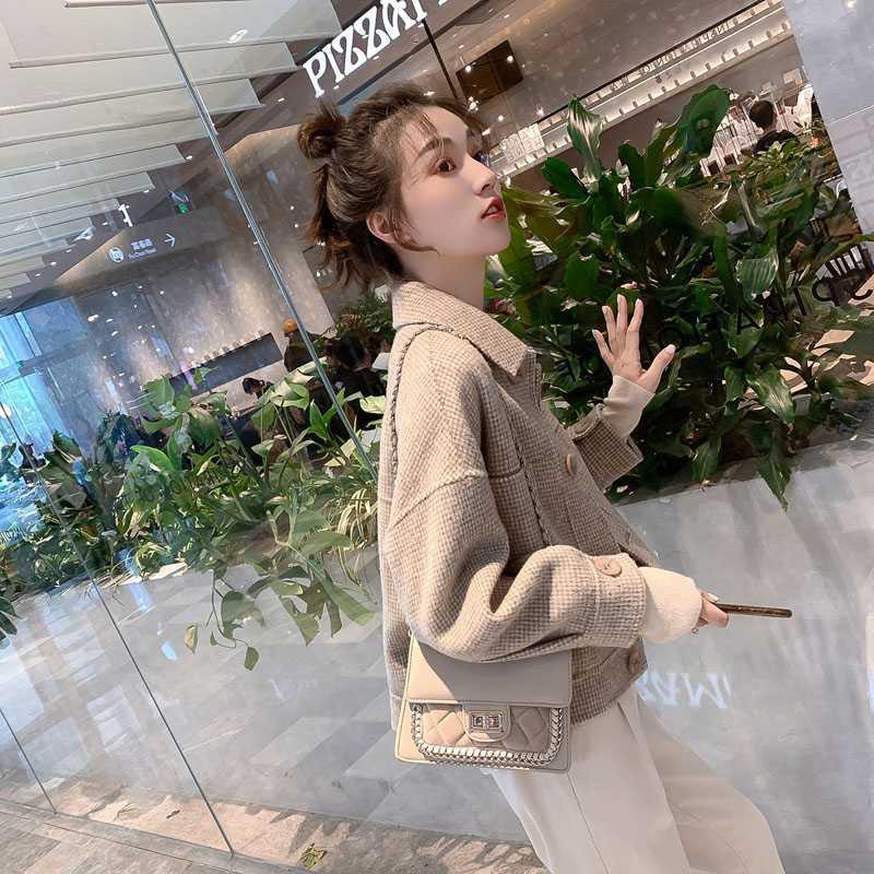 (Hàng Đẹp)Ảnh thật 7 hình cuối-HC210.Áo khoác dạ len kẻ ngắn thu đông Hàn Quốc | BigBuy360 - bigbuy360.vn