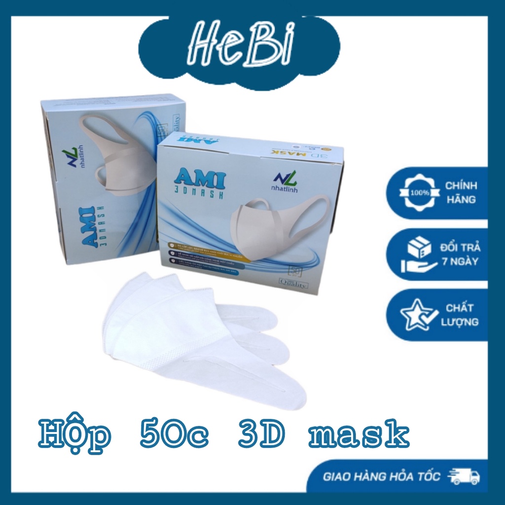 Khẩu trang 3D Mask công nghệ Nhật hộp 50c - HeBi official