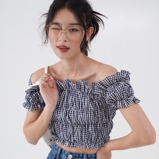 Áo trễ vai kẻ ku10
