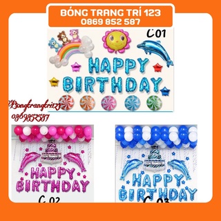 (QUÀ TẶNG) Set Bóng Sinh Nhật Chủ Đề Cá Heo
