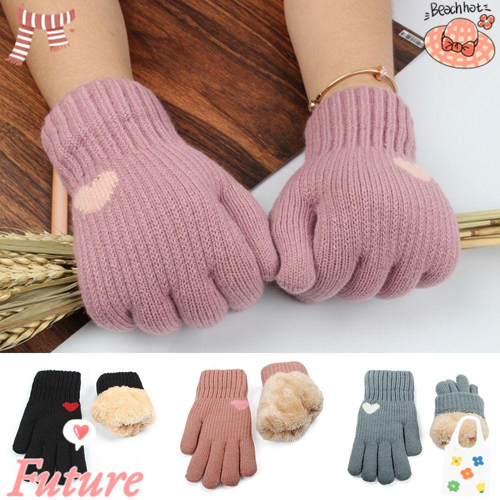 Găng Tay Đan Len Lót Nhung Ấm Áp Co Giãn Thời Trang