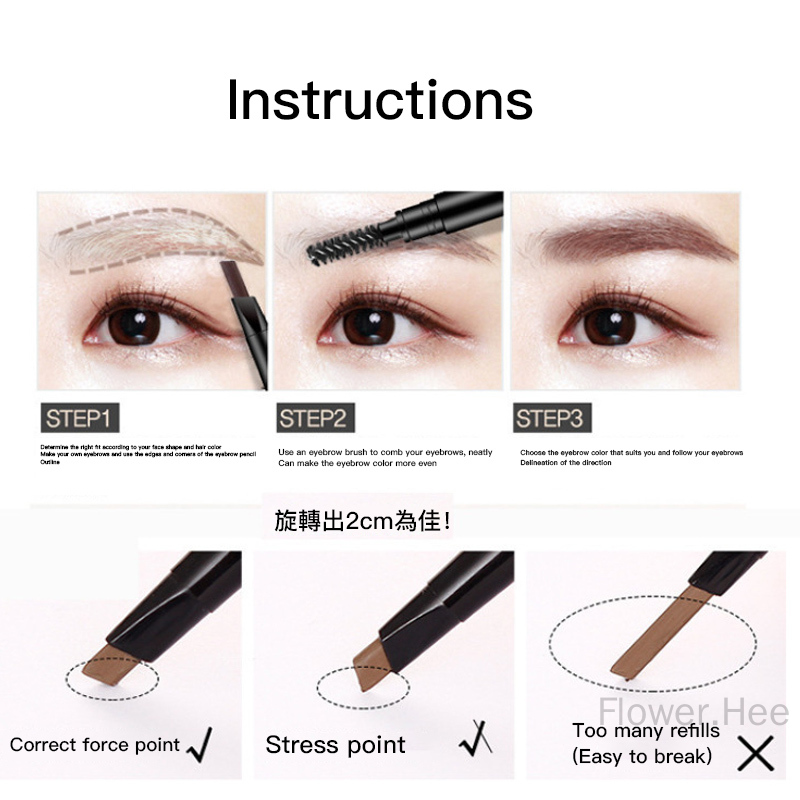 Chì kẻ mày xoay tự động 2 đầu chống thấm nước và mồ hôi lâu trôi không phai | BigBuy360 - bigbuy360.vn