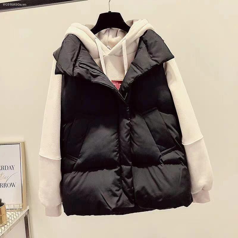 Two-piece/autumn/winter fashion suit women temperament cotton-padded vest jacket + Korean style loose and fleece hooded sweater trend