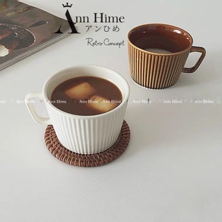 Cốc sứ ly sứ bắc âu retro kẻ sọc dọc decor vintage uống cà phê
