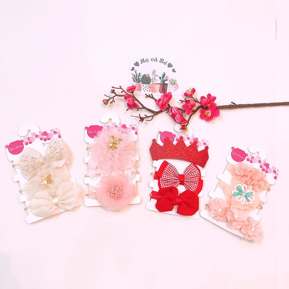 Set 3 băng đô cho bé voan 4 mẫu đáng yêu cho bé BD58 Mica baby