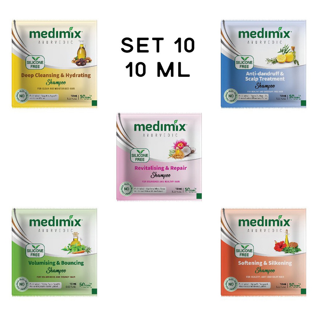 Set 10 dầu gội/dầu xả Medimix Sạch gàu/Phồng tóc/Bóng mượt/Phục hồi/Sạch sâu 10ml/gói | BigBuy360 - bigbuy360.vn