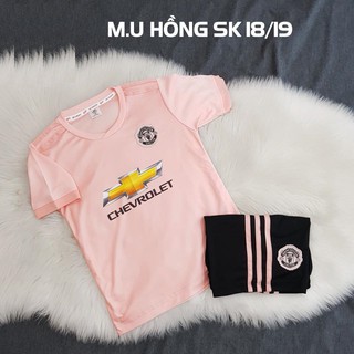 Quần áo đá bóng trẻ em MU hồng