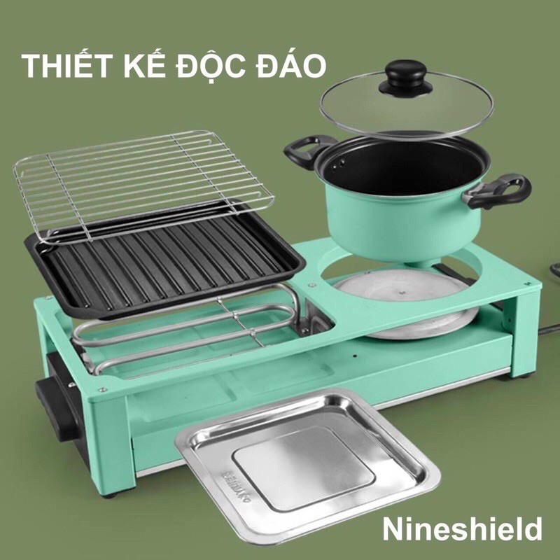 Lẩu nướng, lẩu nước 3 trong 1 vô cùng tiện lợi chính hãng  Nine shield dành cho 6-8 người ăn