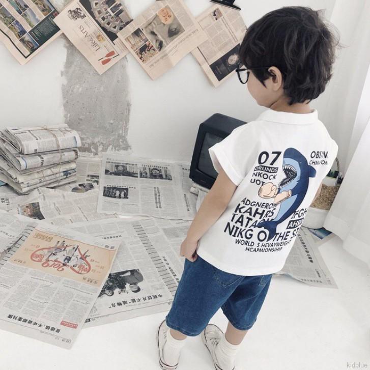 Bộ Áo Ba Lỗ In Chữ Và Quần Đùi Denim Dành Cho Bé Trai