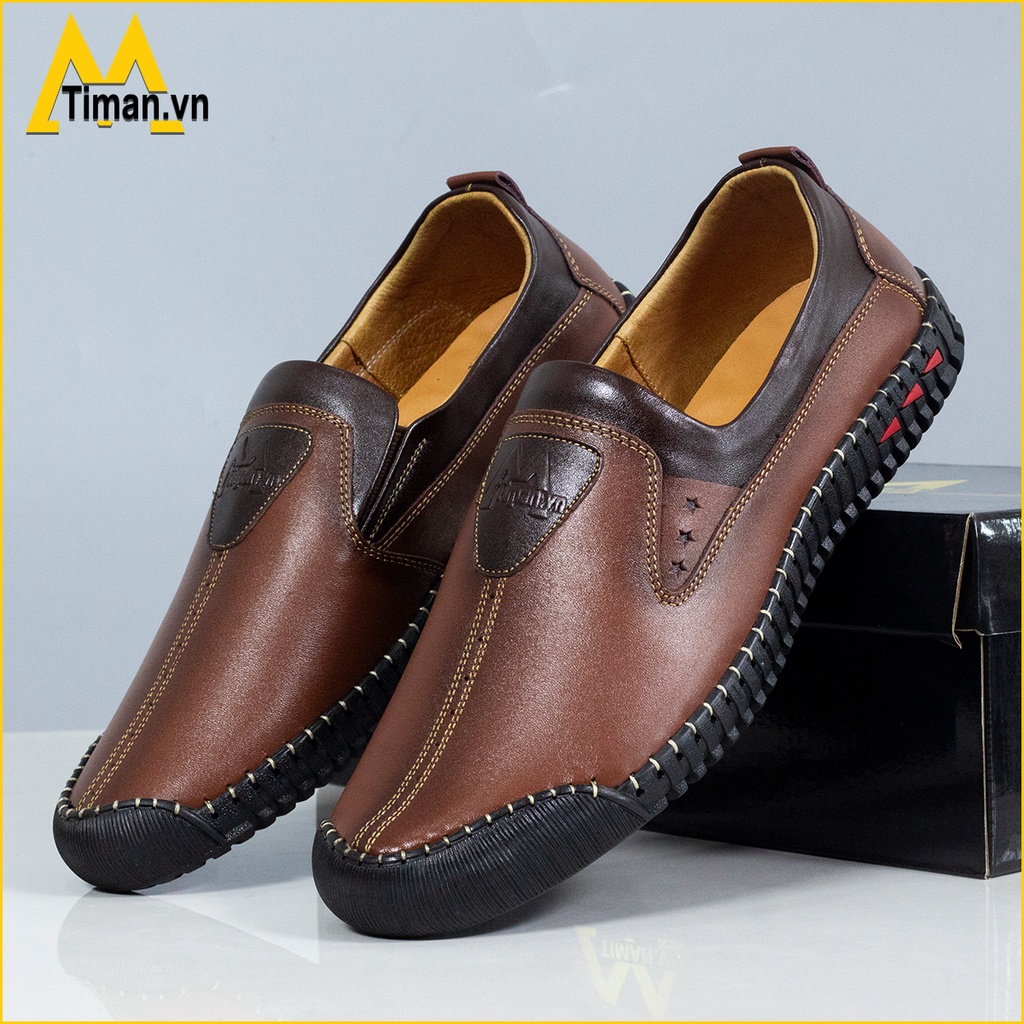 Giày nam lười chất liệu da bò tây đẹp phong cách công sở thiết kế mọi cao cấp bảo hành 5 năm GN07 TIMAN