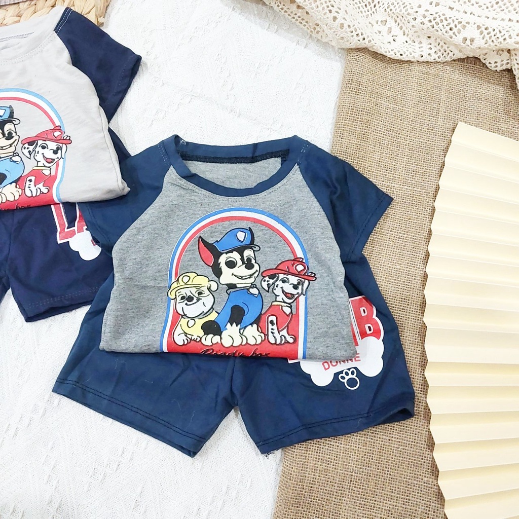 (8-18kg) Đồ bộ bé trai AM904 - bộ quần áo bé trai cộc tay chú chó cứu hộ TTR300