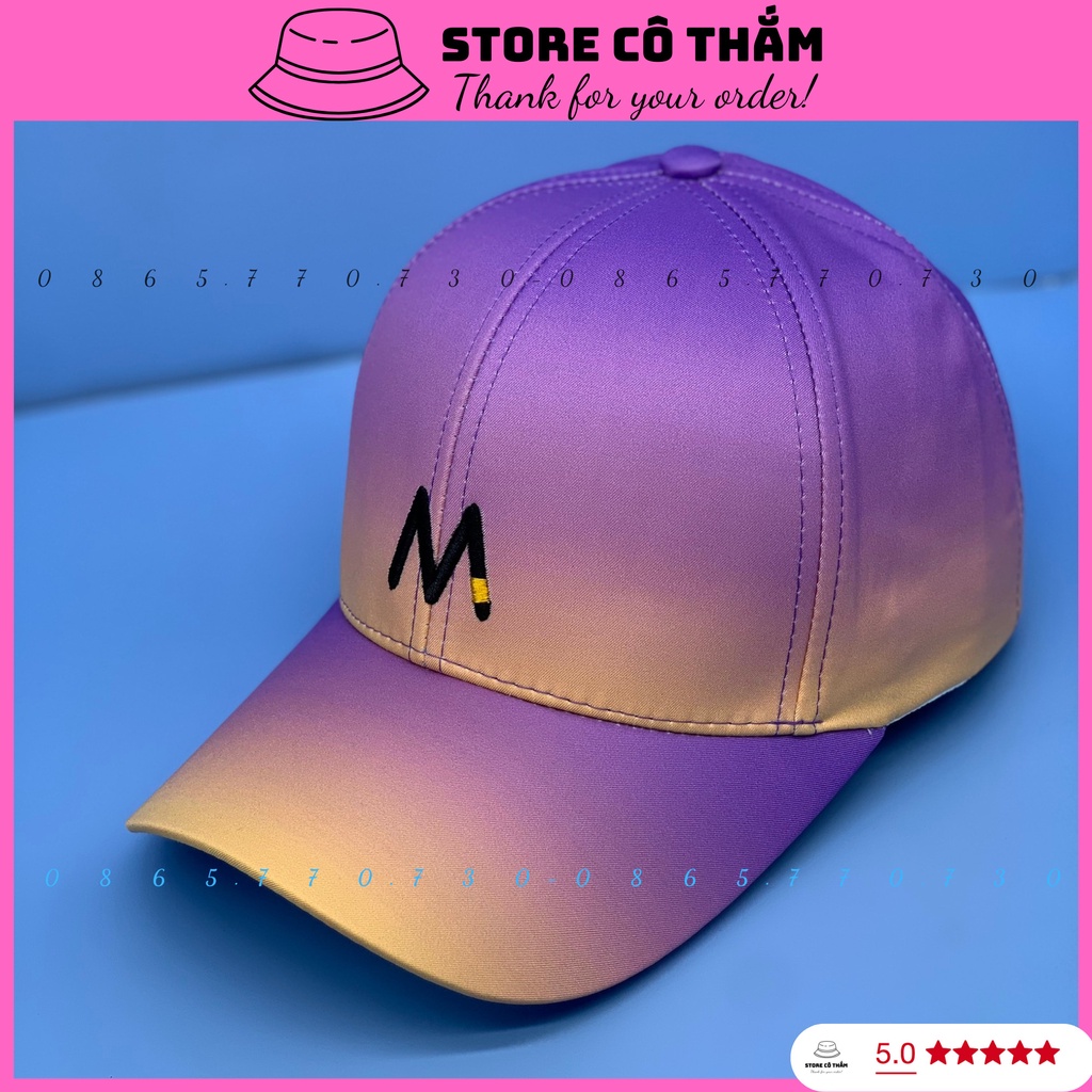Nón kết M loang màu cá tính, Mũ Lưỡi Trai Thêu Chữ M Sắc Nét phong cách nam nữ