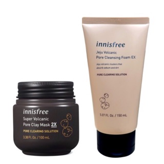 Combo Sữa Rửa Mặt + Mặt Nạ Đất Sét Innisfree Super Volcanic Pore Clay Mask 2X