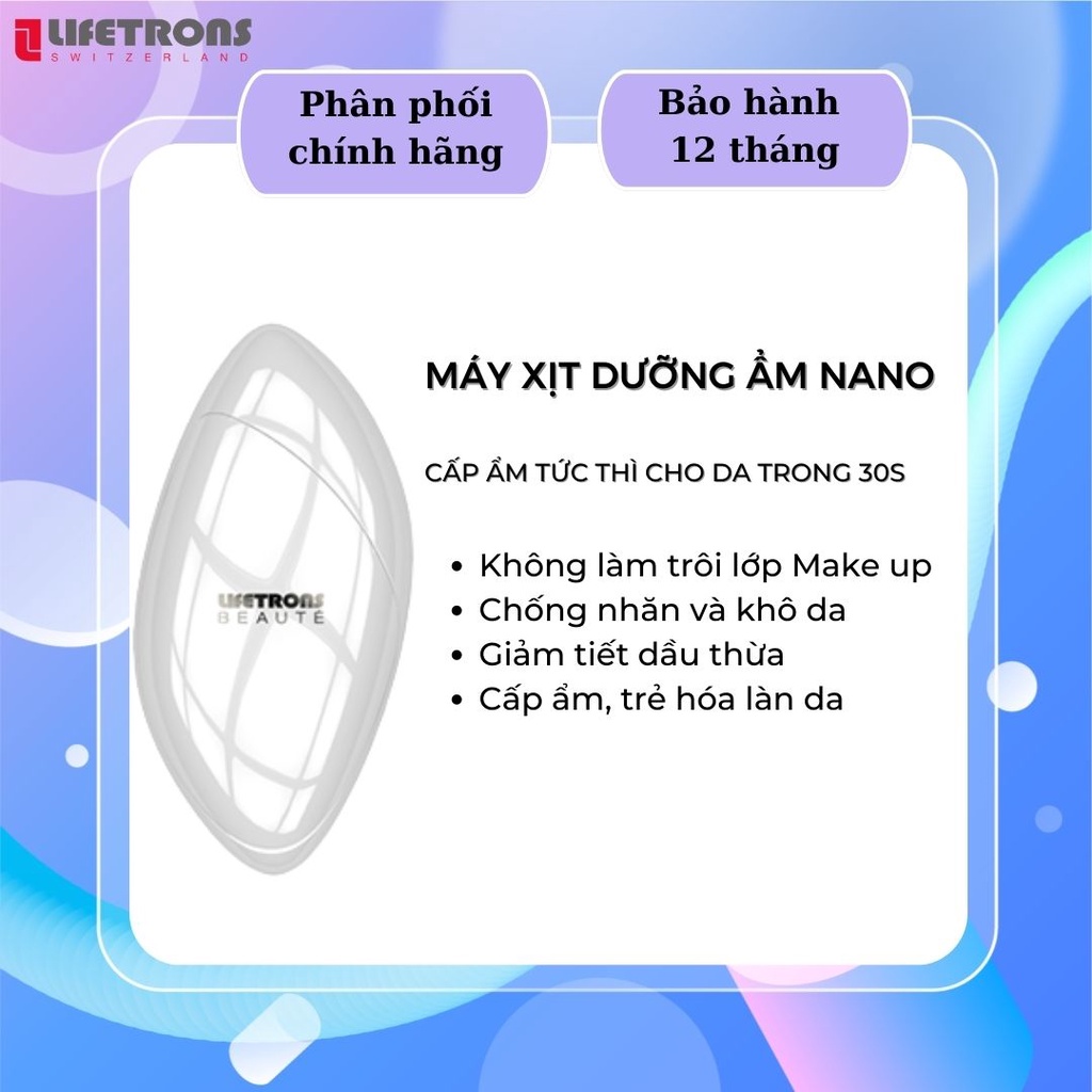 Máy xịt dưỡng ẩm Nano Lifetrons NS-400 giúp làn da tươi mới và tạo độ ẩm cho da