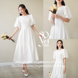 Đầm xếp ly thắt eo tay bồng - emily dress