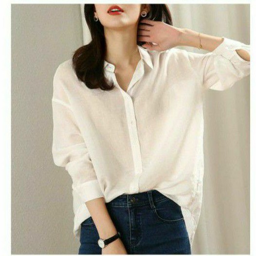 áo sơ mi nữ 🍎freeship🍎 áo sơ mi nữ dáng suông kiểu basic dài tay
