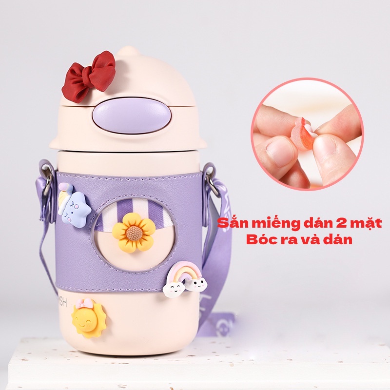 Bộ Sticker 4 miếng trang trí dễ thương miếng dán 3D trang trí bình nước ốp điện thoại dễ thương có sẵn keo charm 3D cute