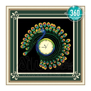 Tranh gắn đá Ailuo Đồng Hồ Con Công 77330