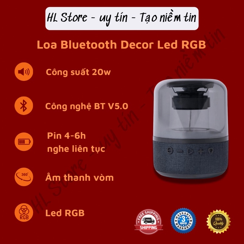 Loa Bluetooth Decor Led RGB, Âm Siêu Trầm, Pin Khủng, Công Nghệ Âm Thanh Vòm 360°