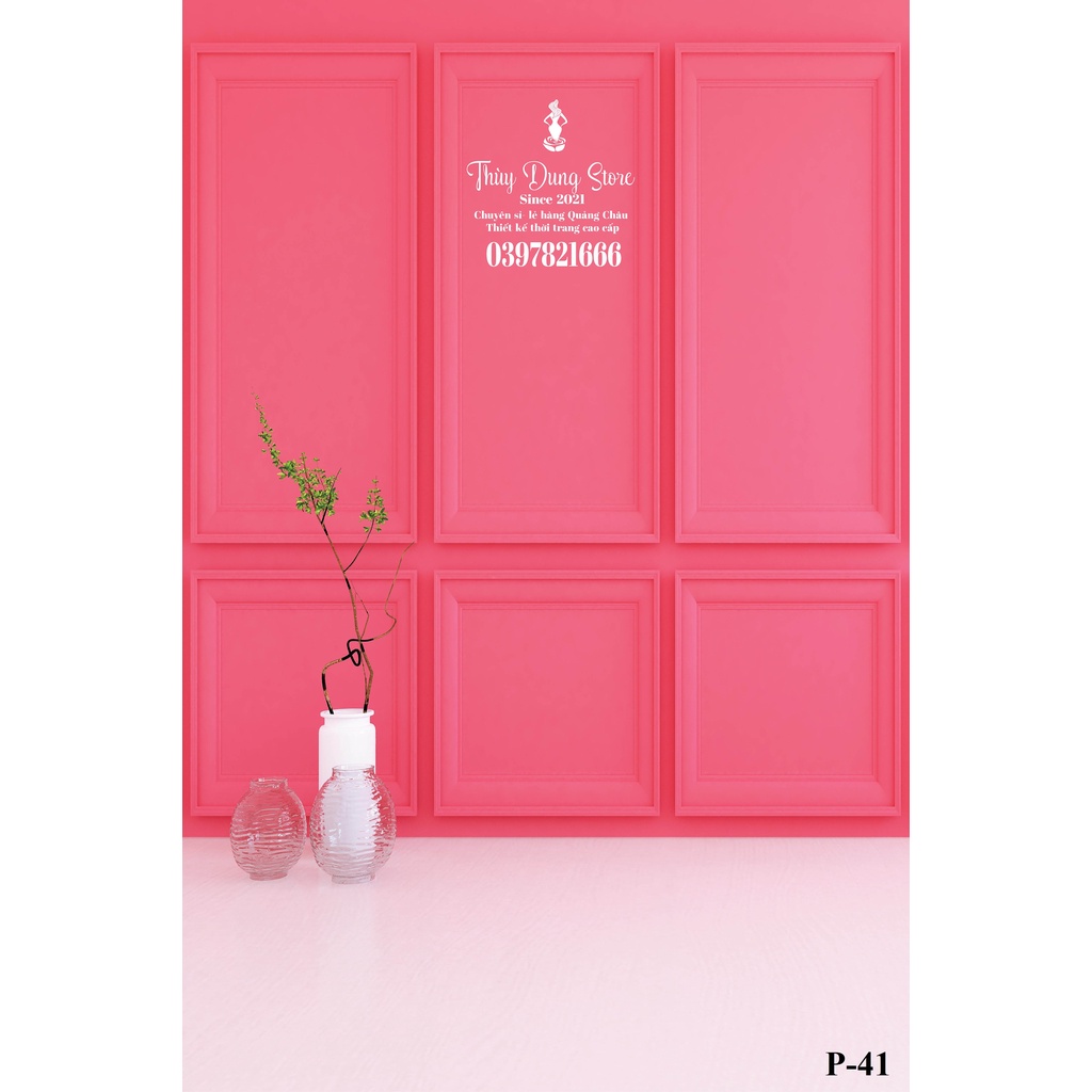 Phông Nền Livestream Màu Hồng 3D 5D-Miễn Phí Chèn Logo