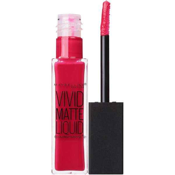 Son môi nước tím hồng Maybelline Color Sensational Vivid Matte Liquid Lipstick 25 Fuchsia Ecstasy 0.26oz (Mỹ)