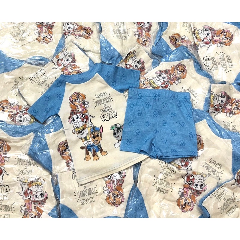 Bộ ngắn tay cho bé- sét chó cưu hộ cho bé trai chất cotton hàng VNXK