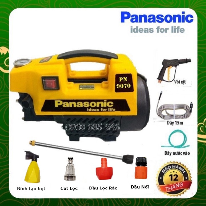 Máy rửa xe Panasonic 2600W mini gia đình Dây 30 mét Máy xịt rửa điều hòa BH 12 tháng