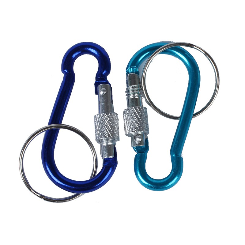 7 Pcs 5# Screw Lock Mini Multicolor Aluminum Carabiner Hook w Keyring