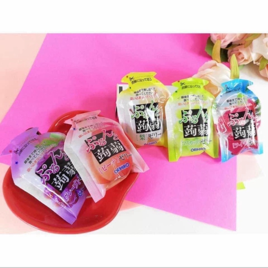 Thạch rau câu trái cây Orihiro Nội Địa Nhật Bản bịch 12 gói nhỏ mix 2 vị và bịch 6 gói nhỏ 1 vị