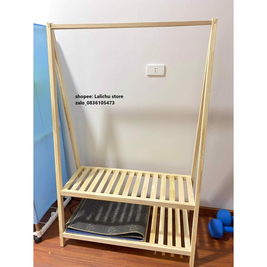Kệ treo quần áo chữ A gỗ tự nhiên trang trí, kệ chữ A treo quần áo