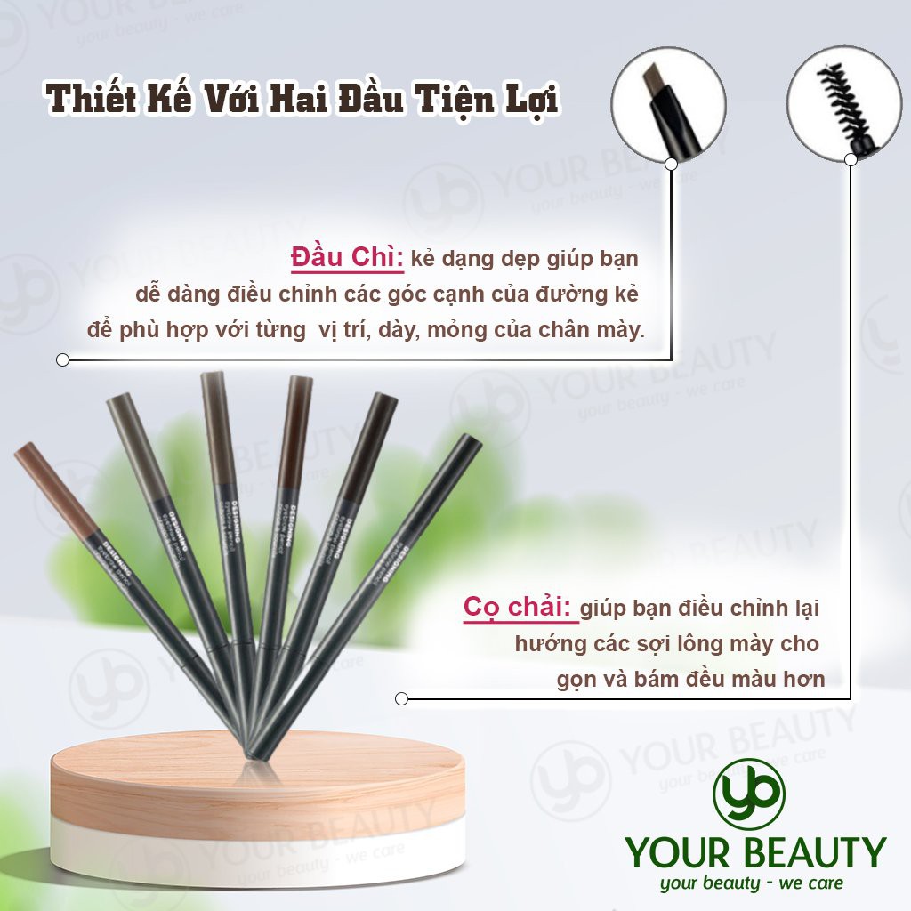 Chì Kẻ Mày 2 Đầu THE FACE SHOP Designing Eyebrow Pencil - mẫu mới