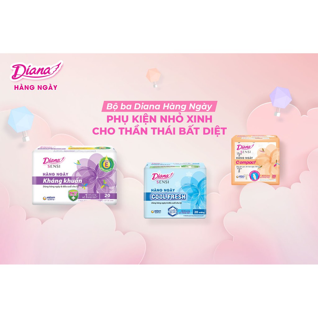 Băng Vệ Sinh Diana Hàng Ngày Sensi Kháng Khuẩn Gói Sensi 155 mm