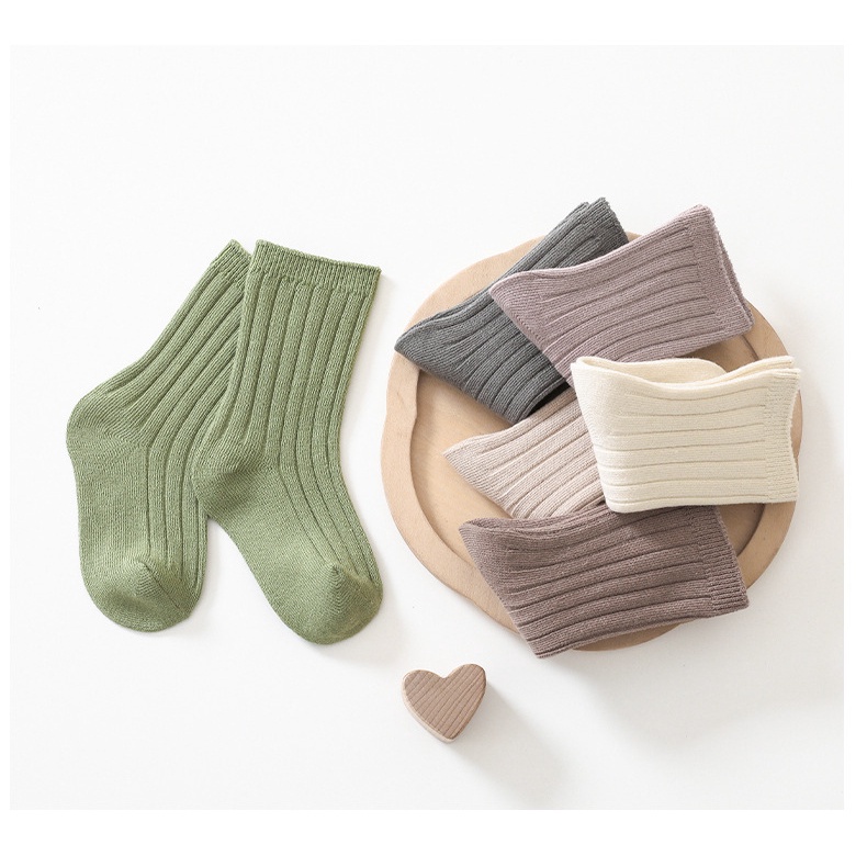 1 Đôi Vớ Màu Trơn Dễ Thương Cho Bé 0-2 Tuổi
