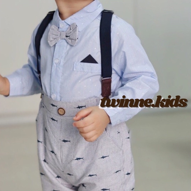 Bộ đồ bé trai mặc dự tiệc, sơ mi yếm công tử, set đồ thôi nôi, đầy tháng Twinne kids cho bé trai 5-13kg