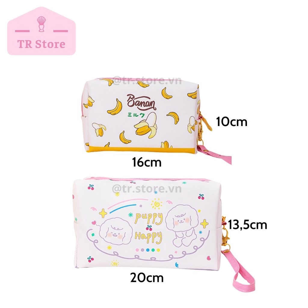 Túi đựng mỹ phẩm PU màu sắc Nhật Bản dễ thương Makeup Bag Pouch
