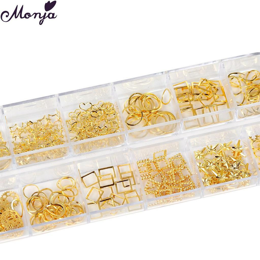 MONJA Hộp phụ kiện trang trí móng tay 3D 12 ngăn