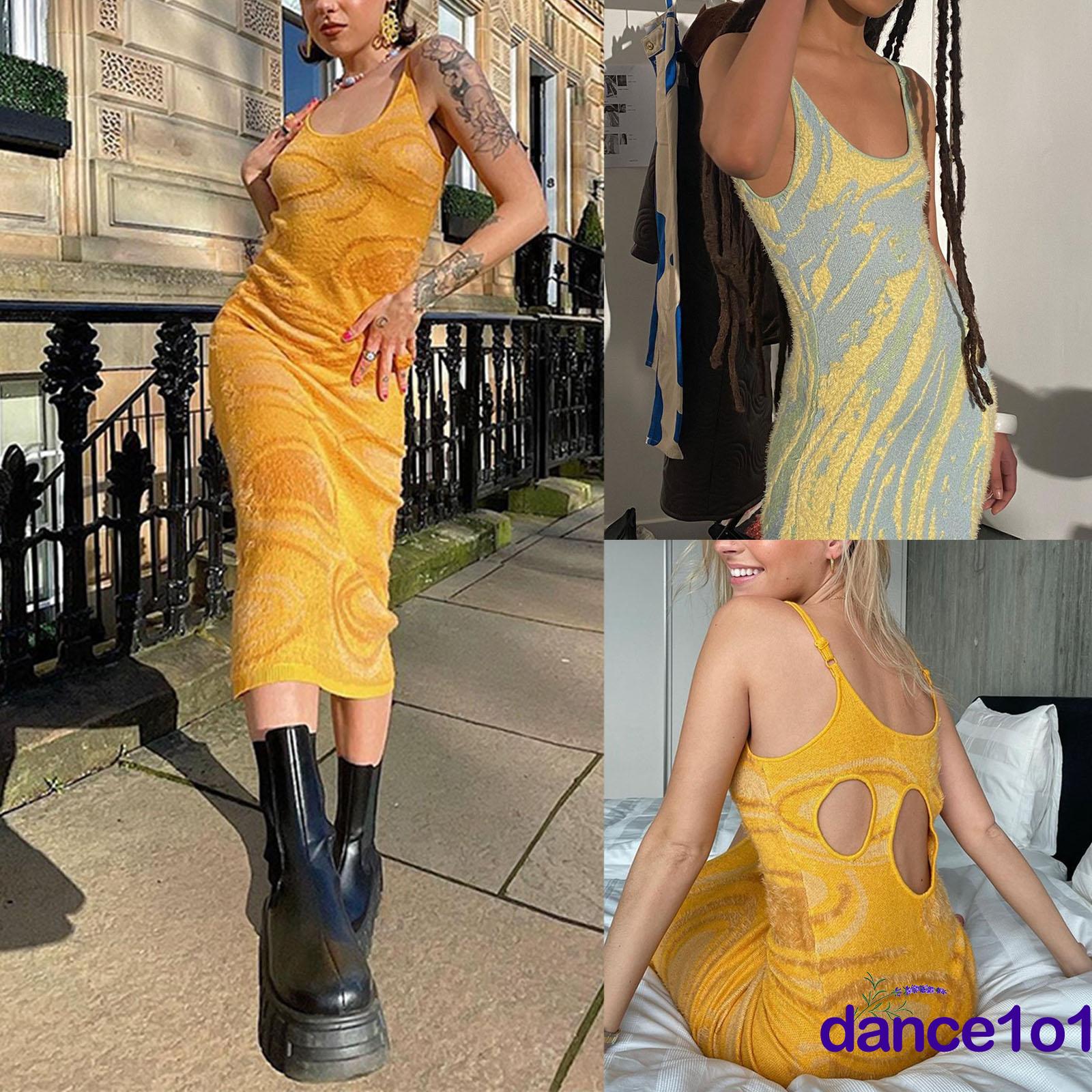 Đầm Hai Dây Dáng Ôm Phối Màu Thời Trang Nữ Tính